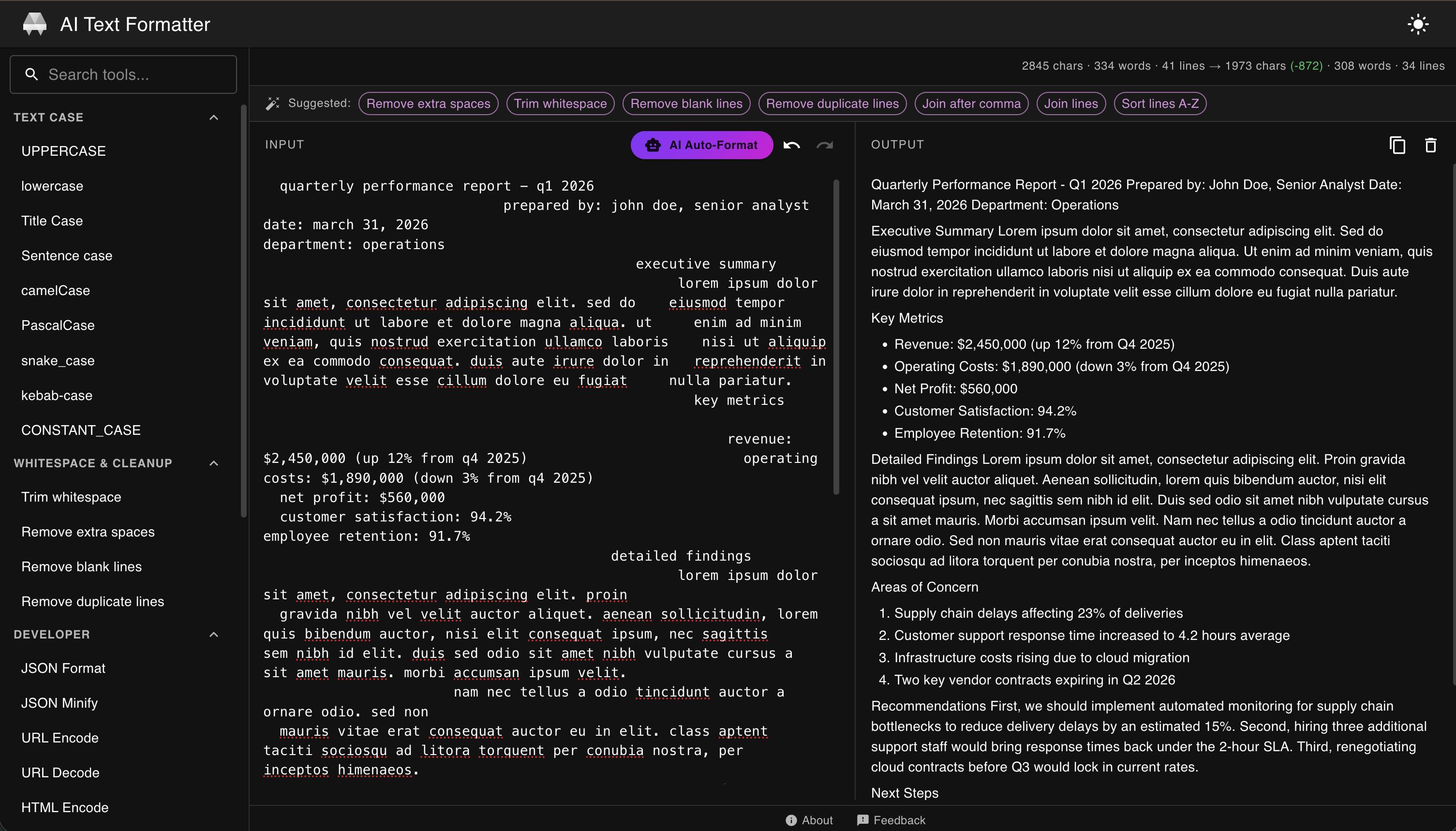 AI Text Formatter